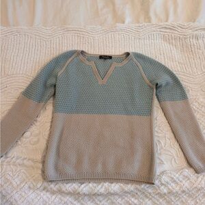 Loro Piana Two-Tone Light Blue and Beige Crewneck Sweater